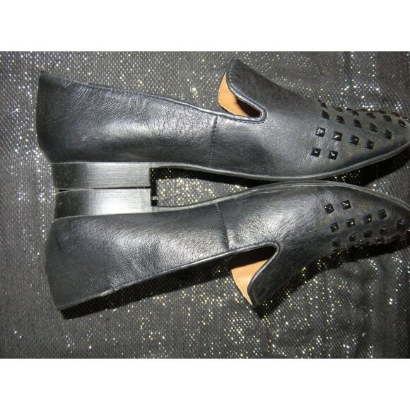 Steve Madden Henri Black Leather Upper Embellished Studded Slip On Loafers sz 8 - Picture 8 of 11